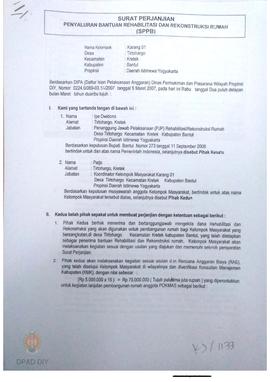 Surat Perjanjian Penyaluran Bantuan Rehabilitasi dan Rekonstruksi Rumah (SPPB),  Nama Kelompok Ka...