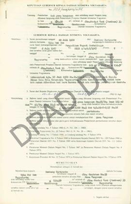 Surat Keputusan Gubernur Kepala DIY, No. 803/Hak/Kpts/1982 tanggal          10 Juli 1982 tentang ...