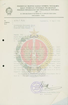 Surat dari Kepala BP-7 Provinsi Daerah Tingkat I Jawa Timur kepada Kepala BP-7 Provinsi Daerah Is...