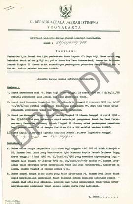 Surat Keputusan Gubernur Kepala Daerah Istimewa Yogyakarta No. 25/Idz/KPTS/1988 tanggal 27 April ...