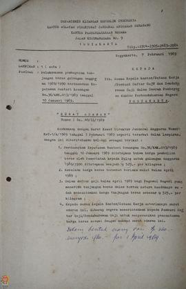 Surat Edaran Kepala Kantor Perbendaharaan Negara (KPN) Yogyakarta Nomor: SE.40/ II/1989 Tanggal 7...