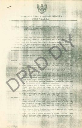 Surat Keputusan Gubernur Nomor : 3a/Ide/KPTS/1987 tentang memberikan ijin lokasi dan pembebasan t...