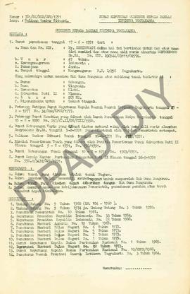Surat Keputusan Gubernur Kepala  Daerah Istimewa Yogyakarta Nomor : 781/SK/HGB/BPN/1991 tanggal 8...