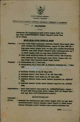 Surat Keputusan Bupati Kepala Daerah Tingkat Sleman No 128/Kep.  KDH/1988 Tanggal 2 Juli 1988 ten...