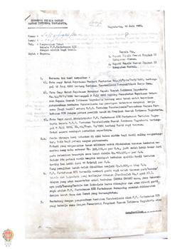 Surat Nomor: K 3/V2/1984/80 dari Wagub. DIY kepada Bupati Tk. II Sleman dan Bantul perihal penyer...