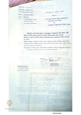 Surat Nomor K 1819/VI/9/1982 tentang inventarisasi data – data Pemilu tahun 1982 dari Kecamatan W...