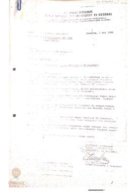 Surat dari BKKBN No. 250/ Prod/ PMKB/ V/ 85 tanggal 1 Mei 1985 kepada Gubernur/ Kepala Daerah Tin...