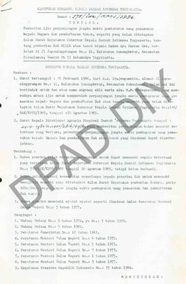 Surat Keputusan Gubernur Kepala DIY No. 175/Idz/KPTS/1986 tentang pemberian ijin jadwal perpanjan...