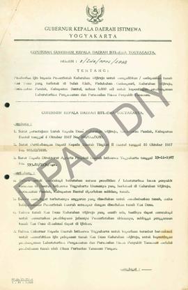 Surat Keputusan Gubernur DIY No. 3/Id2/KPTS/1988 tentang pemberian ijin kepada Pemerintah Kalurah...