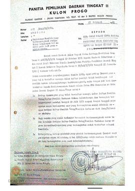 Surat dari Bupati / Ketua PPD Tingkat II Kulon Progo Nomor 27 /LC.2/II/1982 Tanggal 27 Pebruari 1...