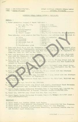 Surat Keputusan Gubernur Kepala  Daerah Istimewa Yogyakarta Nomor : 494/SK/HGB/BPN/1991 tanggal 2...