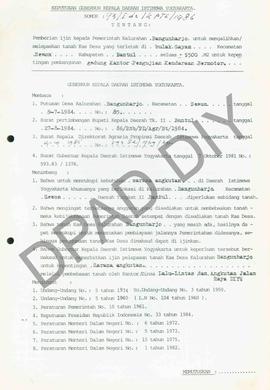 SK Gubernur DIY No. 93 /Id2/KPTS/1986 tentang pemberian ijin kepada Pemerintah Kalurahan Bangunha...