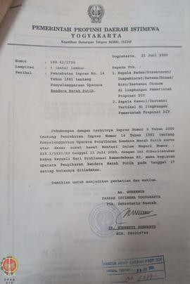 urat dari Gubernur Pemerintah Provinsi Daerah Istimewa Yogyakarta kepada Kepala Badan / Direktora...