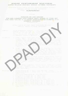 Surat Keputusan Kepala Kantor Wilayah Badan Pertanahan Nasional Provinsi DIY. No : 142 /SK / HGB ...