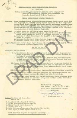 Surat Keputusan Kepala Daerah DIY No. 326/1973 tanggal 28 Agustus 1973 tentang peralihan/perganti...