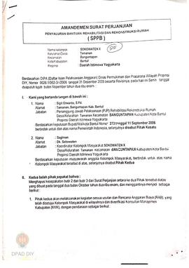 Surat Perjanjian Penyaluran Bantuan Rehabilitasi dan Rekonstruksi Rumah (SPPB)Rusak Berat, Nama K...
