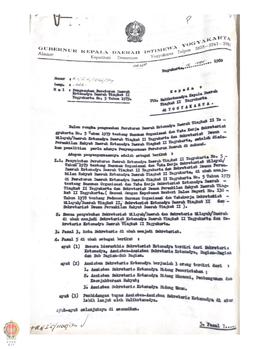 Surat nomor K1 /I. 5/1421/80 dari Wakil Kepala Daerah DIY, Paku Alam VIII kepada Walikota Yogyaka...