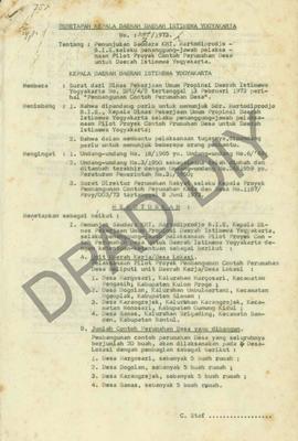 Surat penetapan Kepala Daerah DIY No. 7/ 1973/i tanggal 26 Juli 1973 tentang penunjukan KRT. Mart...
