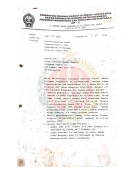 Bendel surat mengenai disampaikannya laporan penyelenggaraan Lomba P2P4 Tingkat Provinsi Tahun An...