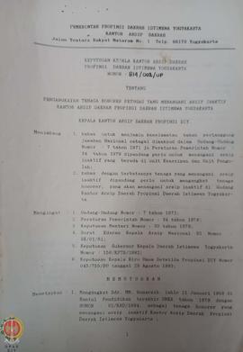Surat Keputusan Kepala Kantor Arsip Daerah Provinsi Daerah Istimewa Yogyakarta nomor: 814/002/up ...