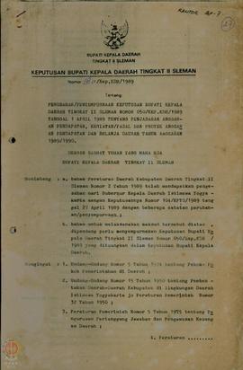 Surat Keputusan Bupati Kepala Daerah Tingkat II Sleman No  68.A/Kep. KDH/1989 Tanggal 10 Mei 1989...