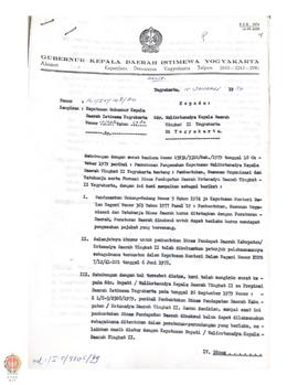 Surat nomor K 1/I. 5/ 108/80 dari Wakil Gubernur KDH DIY kepada Walikotamadia Tk II Yogyakarta pe...