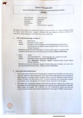 Surat Perjanjian Penyaluran Bantuan Rehabilitasi dan Rekonstruksi Rumah (SPPB), Nama Kelompok Kal...