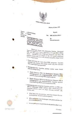 Surat dari Bapak Amur Muchasim, SH selaku Sekretaris Umum Komisi Pemilihan Umum kepada Ketua PPD ...