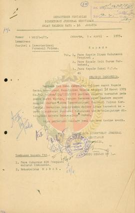 daftar isian inventarisasi personil polsus dari Ditjen Kehutanan Jakarta. No:1017/1-4/75