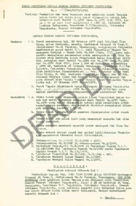 Surat keputusan Gubernur Kepala Daerah DIY, no. 58/HAK/KPTS/1979 tanggal  7 Juni 1979 tentang pem...