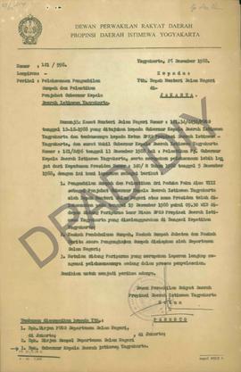 Surat dari Ketua DPRD Propinsi DIY, Parwoto, tanggal 26 Desember 1988 kepada Menteri Dalam Negeri...