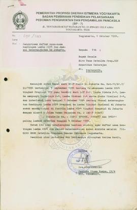 Surat dari Kepala BP-7 Pemerintah Provinsi Daerah Istimewa Yogyakarta kepada Kepala Biro Umum Sek...