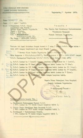 Pembiayaan proyek survey jalan lintas Yogyakarta Utara – Selatan. Juli 1977. T.A. 1976/1977 , Din...