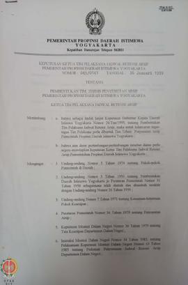 Surat Keputusan Ketua Tim Pelaksana Jadwal Retensi Arsip Pemerintah Provinsi Daerah Istimewa Yogy...