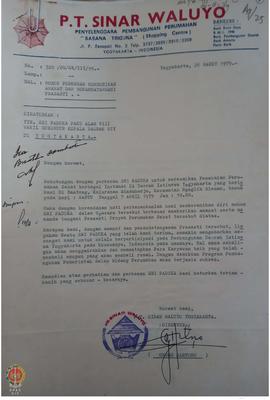 Surat dari PT. Sinar Waluyo kepada Wakil Gubernur DIY, SP. Paku Alam VIII tentang permohonan aman...