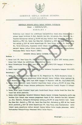 Surat Keputusan Gubernur Kepala Daerah Istimewa Yogyakarta No. 10/KPTS/IL/1987 tanggal 29 April 1...