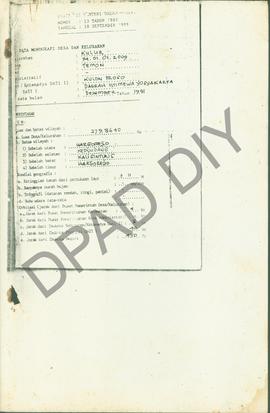 Data monografi Desa/Kelurahan Kulur Kecamatan Temon Kabupaten Kulon Progo bulan Desember 1991.