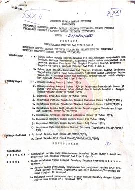 Bendel Petikan dan Salinan Keputusan Gubernur Kepala Daerah Istimewa Yogyakarta selaku Pembina Pe...