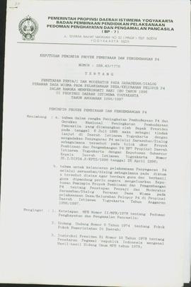 Keputusan Pemimpin Proyek Pembinaan dan Pengembangan P-4 Nomor : 188.43/1778 tentang Penetapan Pe...