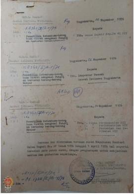 Laporan tentang pelaksanaan SK Mendagri No. 61 tahun 1976 tentang penertiban ketentuan–ketentuan ...