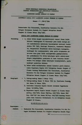 Keputusan–Keputusan Kepala BP-7 Kabupaten Dati II Sleman No  01/BP-7/1994 tentang Pembentukan Tim...