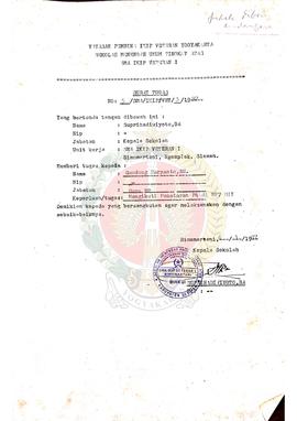 Surat Tugas No: 5/SMA/IKIP/VET/3/1997 dari Kepala Sekolah SMA IKIP Veteran I Bimomartani kepada G...