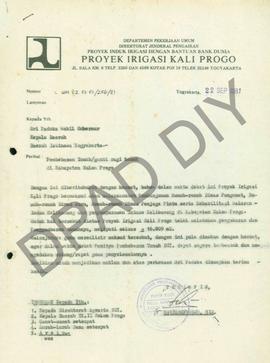 Surat dari Pimpinan Proyek Irigasi Kali Progo kepada Wakil Gubernur DIY perihal pembebasan tanah/...