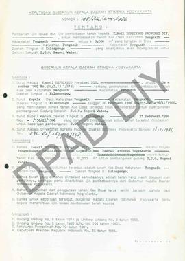 Surat Keputusan Gubernur Kepala Daerah Istimewa Yogyakarta           Nomor : 198/Idz/KPTS/1986 te...