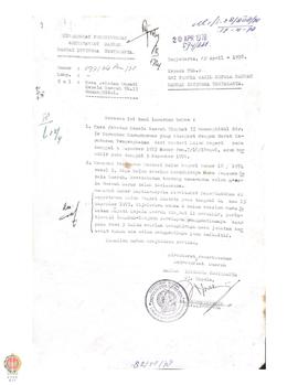 Surat dari PJ. Kepala Sekretariat Daerah Daerah Istimewa Yogyakarta, kepada Wakil Kepala Daerah I...