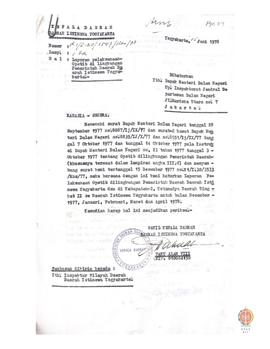 Surat Wakil Kepala Daerah Provinsi DIY No. K1/ I. 30/ 1547/ Rhs/ 78 kepada Mendagri Up. Irjen Dep...