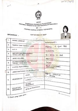 Daftar Riwayat Hidup Calon Peserta Penataran P-4 tahun 1994 atas nama Rohmawati dan kawan-kawan s...
