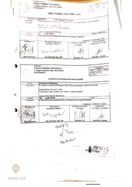 Surat otorisasi/bukti pembayaran untuk pembayaran operasional program ICB cabang Kulonprogo perio...