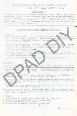 Surat Keputusan Gubernur Kepala Daerah Istimewa Yogyakarta            Nomor : 185/ldz/KPTS/1986 t...