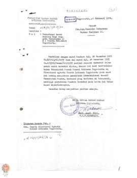 Surat dari Wakil Kepala  Daerah Daerah Istimewa Yogyakarta kepada Komandan Detasemen Markas Kowil...